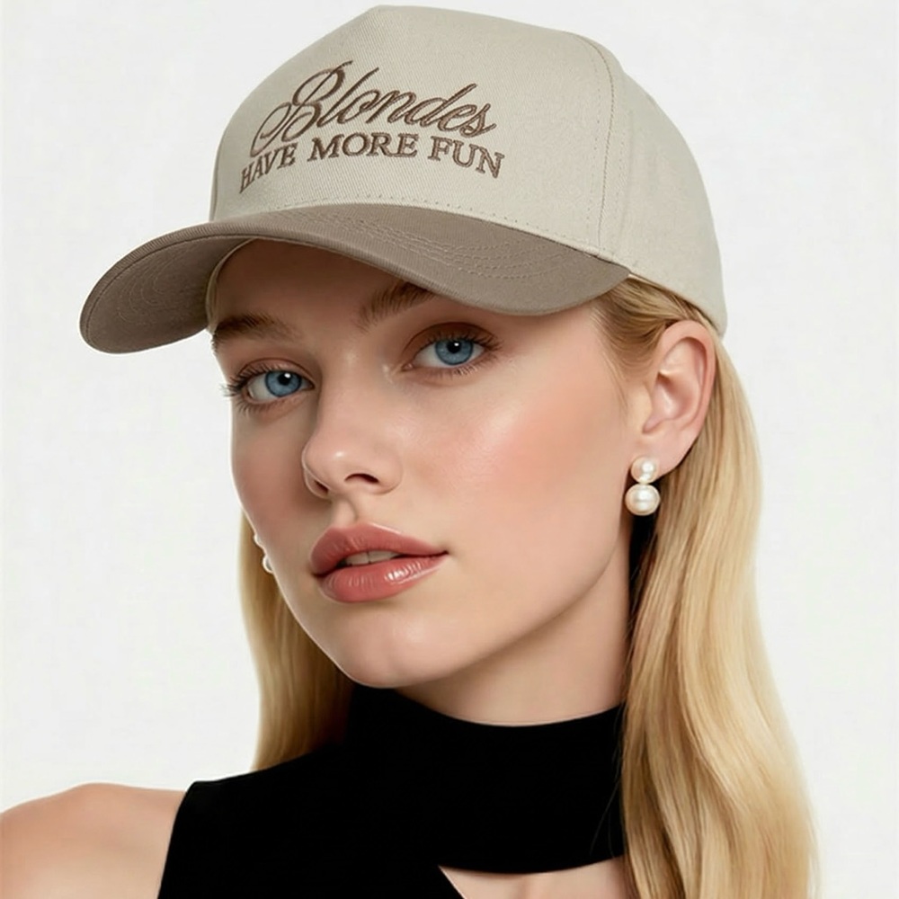 ZENANA | NEW Tan/Beige 'Blondes Have More Fun' Embroidered Baseball Cap OSFA